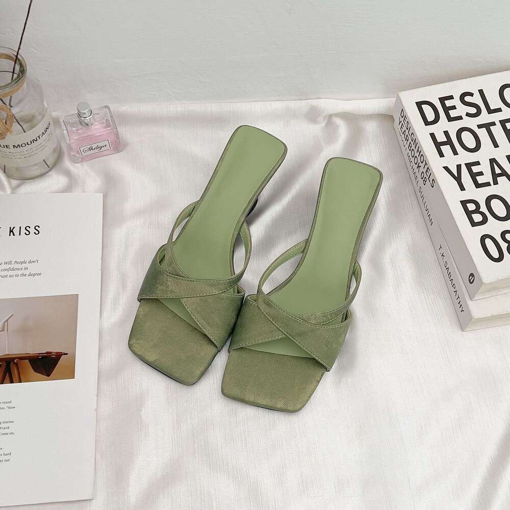 High Heel Sandals for Women, High-End Summer Comfortable Soft Sole Fashion Square Open Toe Breathable Slippers Versatile