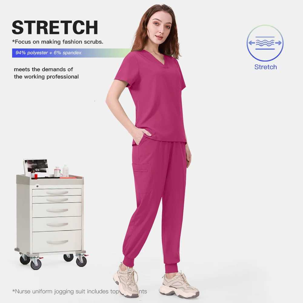 Slim Fit Medical Uniforms Hospital Women Scrubs Sets Doctors Nurses Accessories Dental Clinic Beauty Spa Salon Workear Clothes Z250718