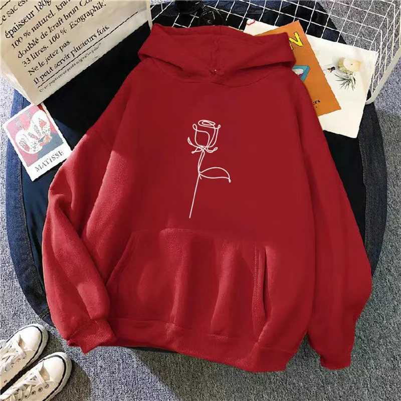 2024 Autumn Winter Hoodies Sportwear Womens Hoodie Pullover Sweatshirt Stylish Flower Print With Thick Long Sleeves Loose Tops XJ250717