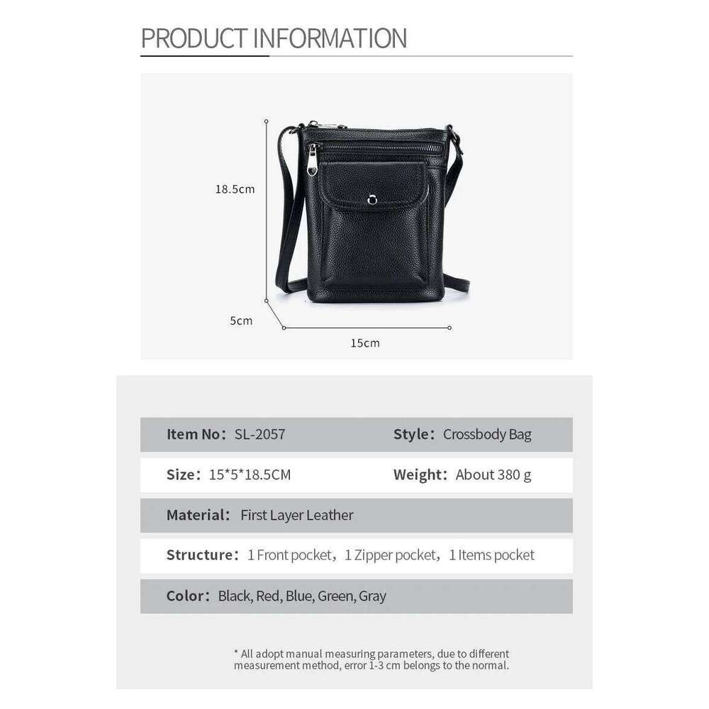 Genuine Leather High-capacity Phone for Lady, Simple Crossbody Purse, Fashionable Women's Small Messenger Shoulder Bag