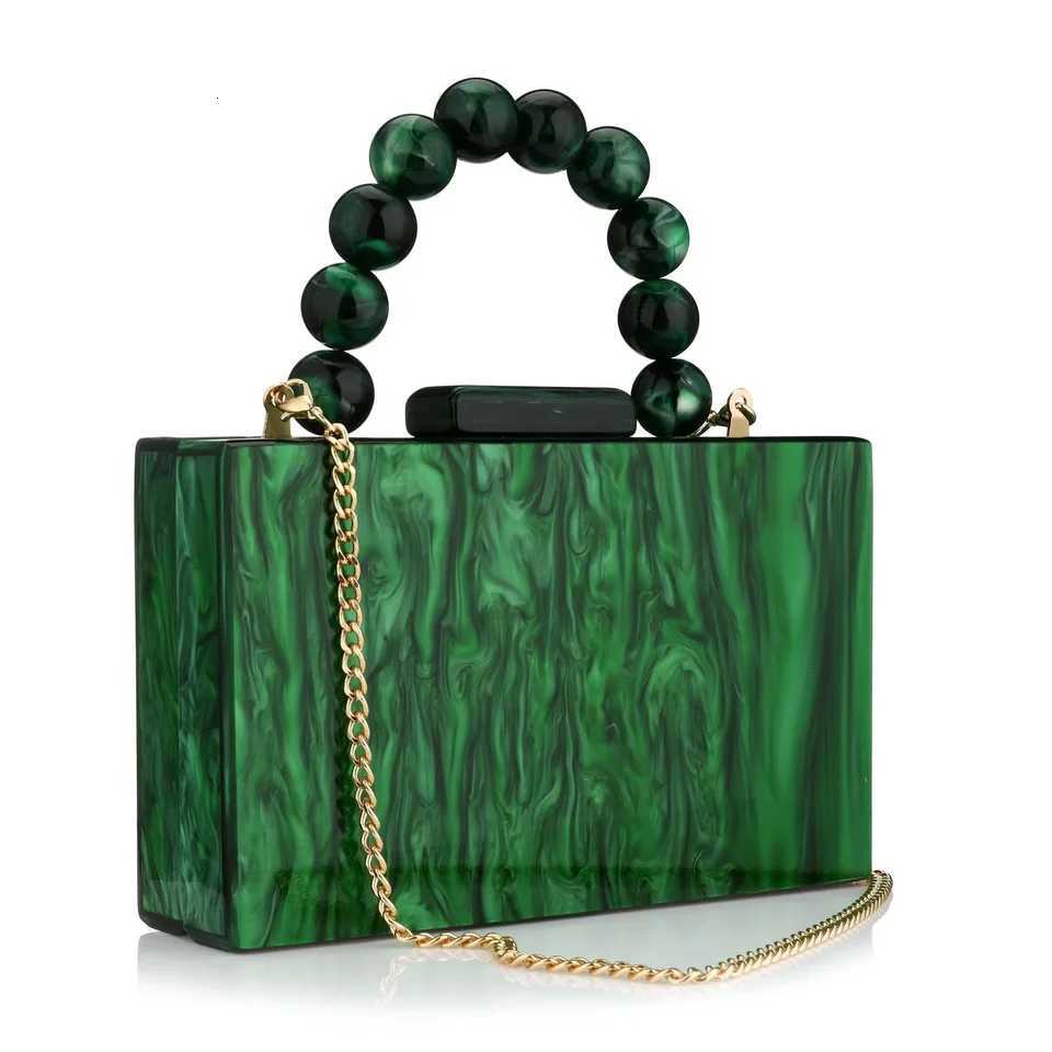 Wedding party crossbody bag pearl marble dark green acrylic PVC evening bag womens wallet and handbag beach flap Z250718