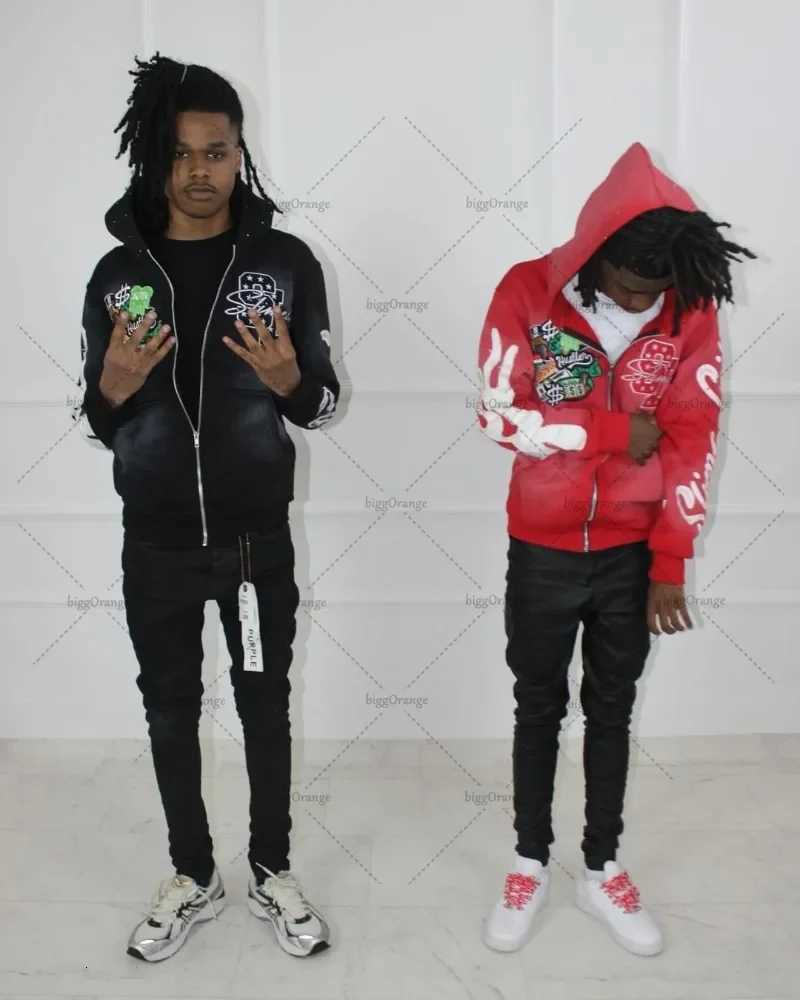 American Street Harajuku Zipper Sweatshirt Personality Gothpunk Letter Flame Embroidery Clothing Oversized Loose Hoodie Couple X250718