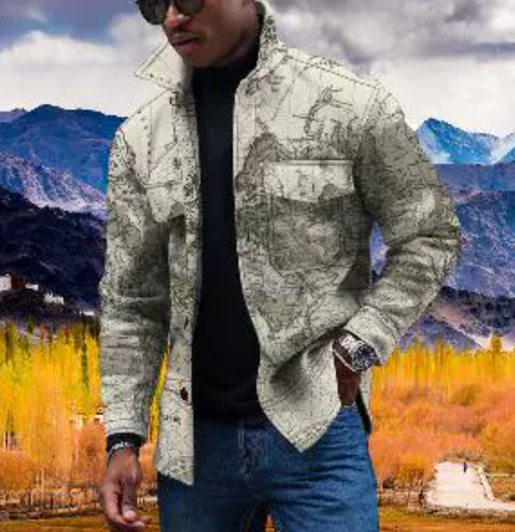 Men's Jackets Shirts Coat Patchwork Flap Pocket Button Up Thick Warm Jacket Standard-fit Plaid Checkered Fashion Cotton Casual Shirt