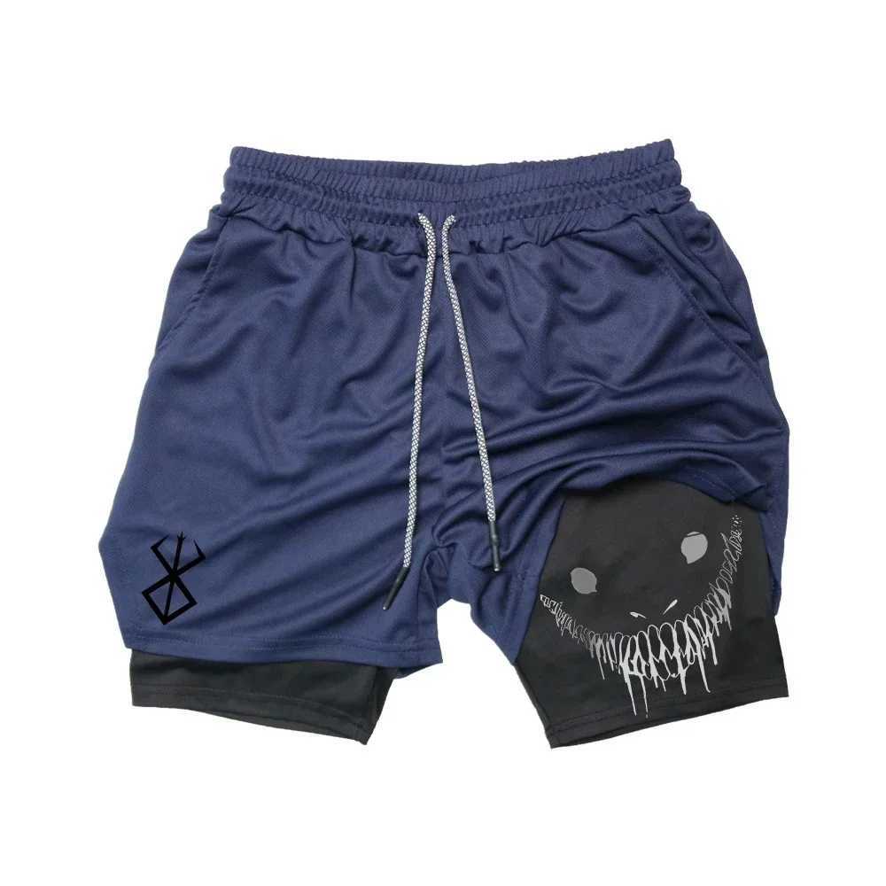 Summer Men Running Shorts Fitness Gym Training 2 in Sports Shorts Quick Dry Workout Jogging Double Deck Shorts W250718