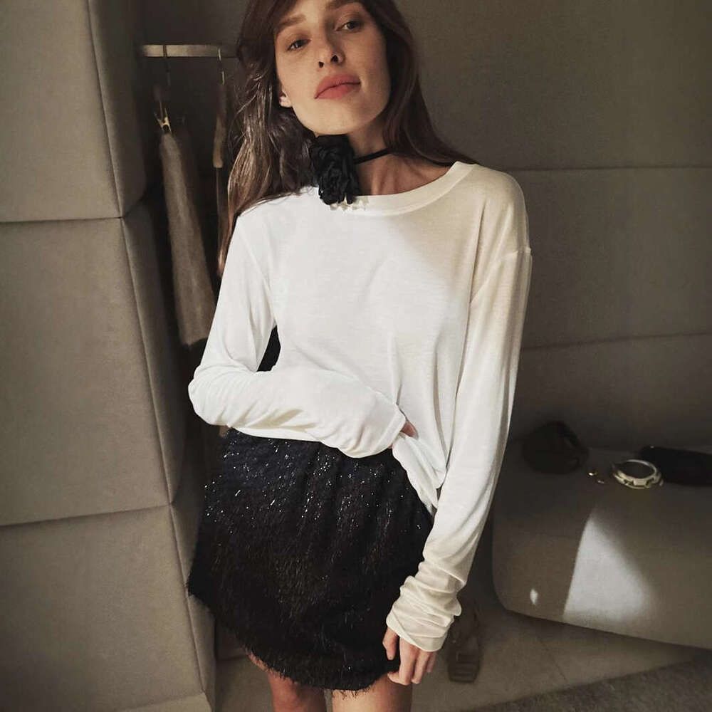 New Sexy Soft Lyocell Off-Shoulder Long Sleeve T-Shirt Women's Transparent Top B5