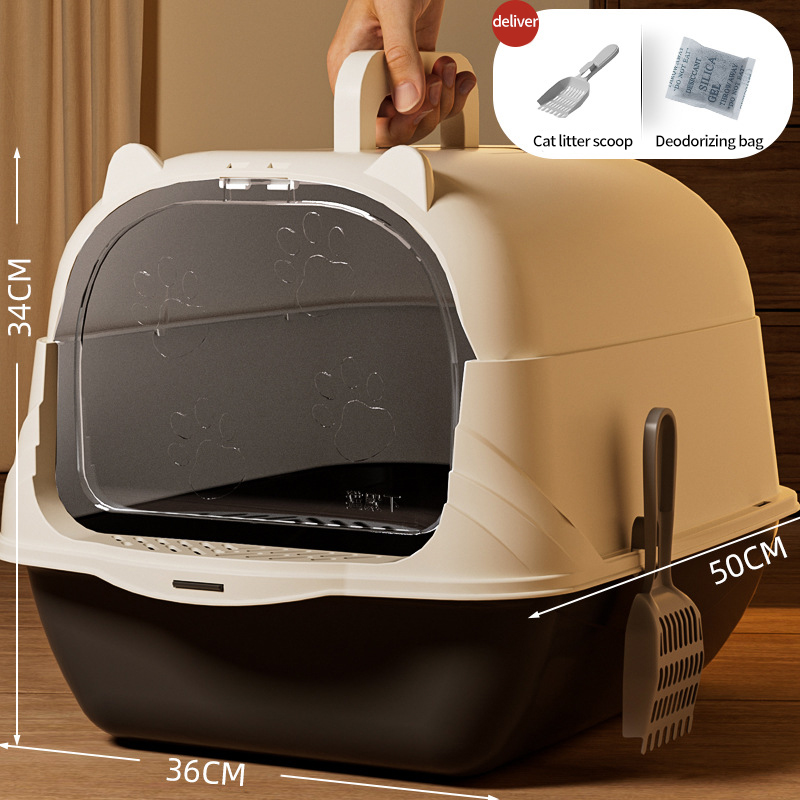 Cat litter box fully enclosed, extra large cat toilet, odor proof, extra large anti splash pet supplies
