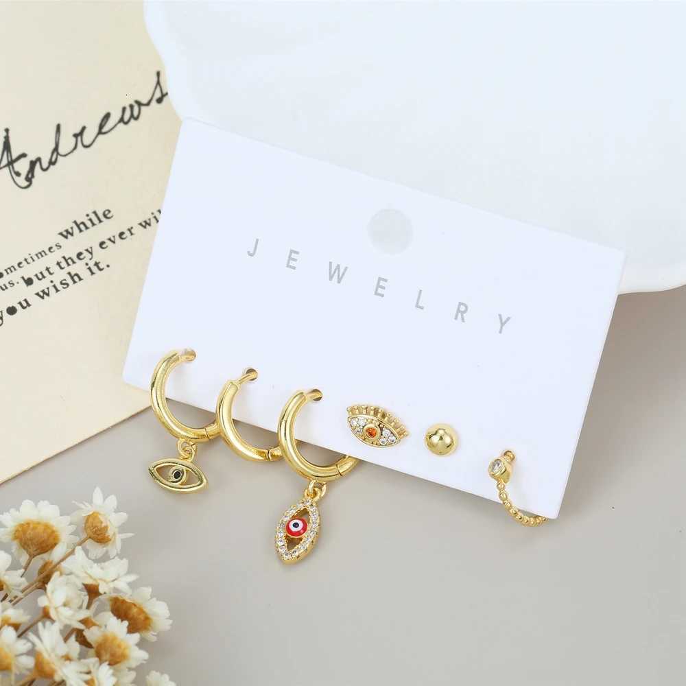 6pcs Mix and Match Trendy Dangle Earrings Set for Women Gold Color Plated Cubic Zircon Jewelry X2507181