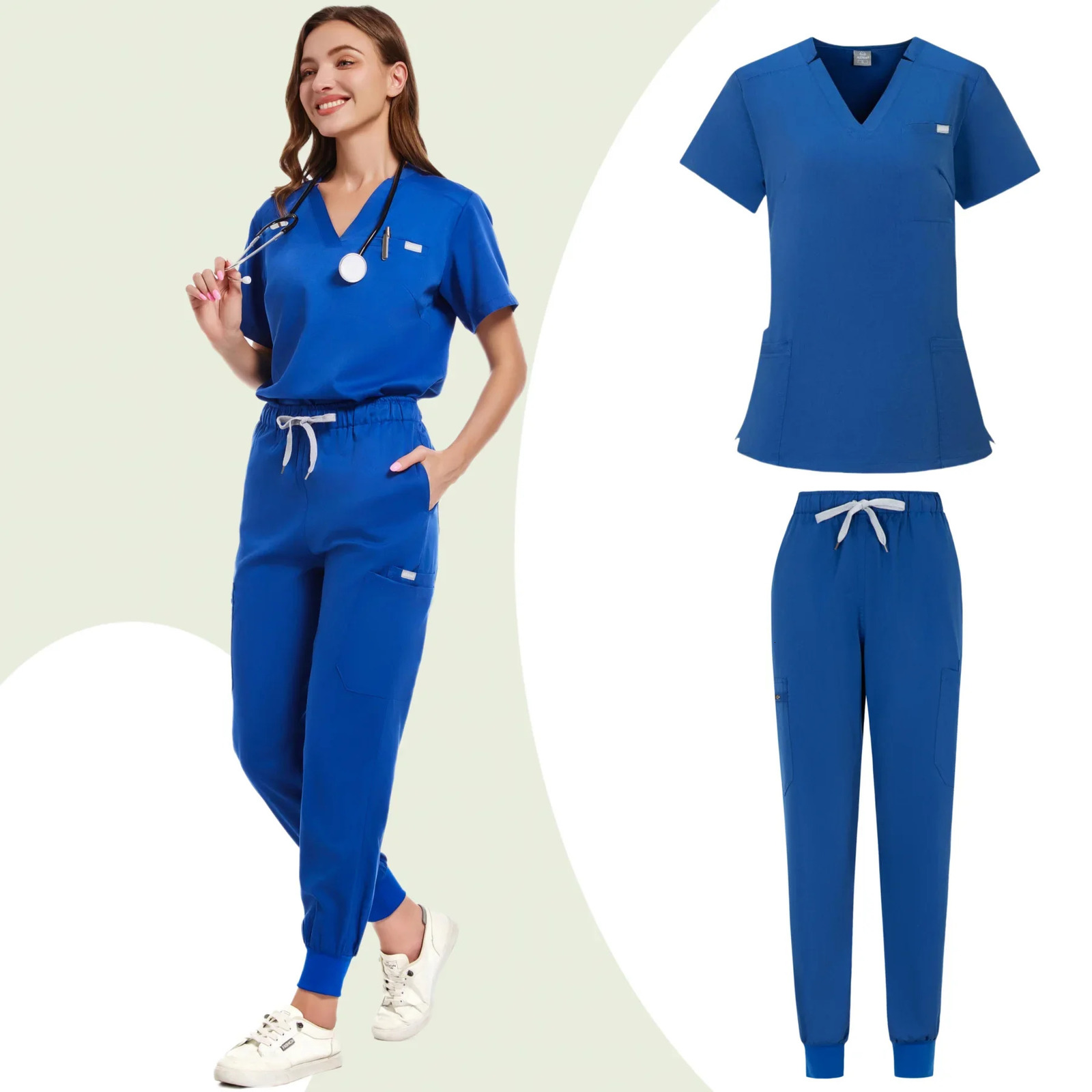 Beauty Salon Workwear Women Short Sleeved Spa Uniforms Dentist Healthcare Nurse Scrubs Tops Doctor Scrub Working Clothes 250715