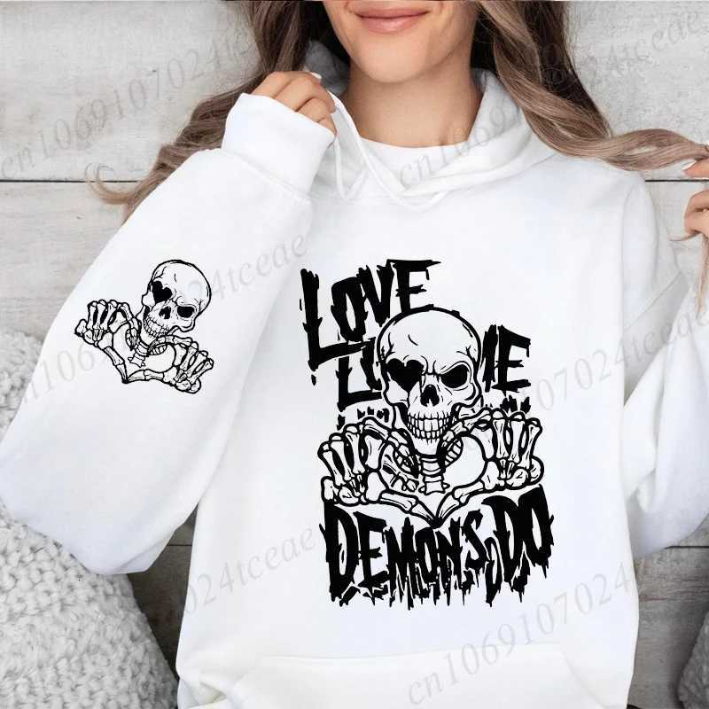 Love Me Like My Demons Funny Print Women Hoody Harajuku Loose Clothes Fce Warm Comfortable Hoodie Vintage Autumn Crewneck TopXJ250717