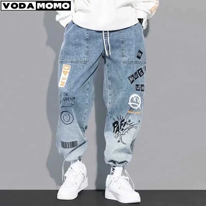 Spring Autumn Letter Print Loose Jeans Cartoon Graffiti Drawstring Trousers Hip Hop Trend Casual Streetwear Jogging Pants X250718