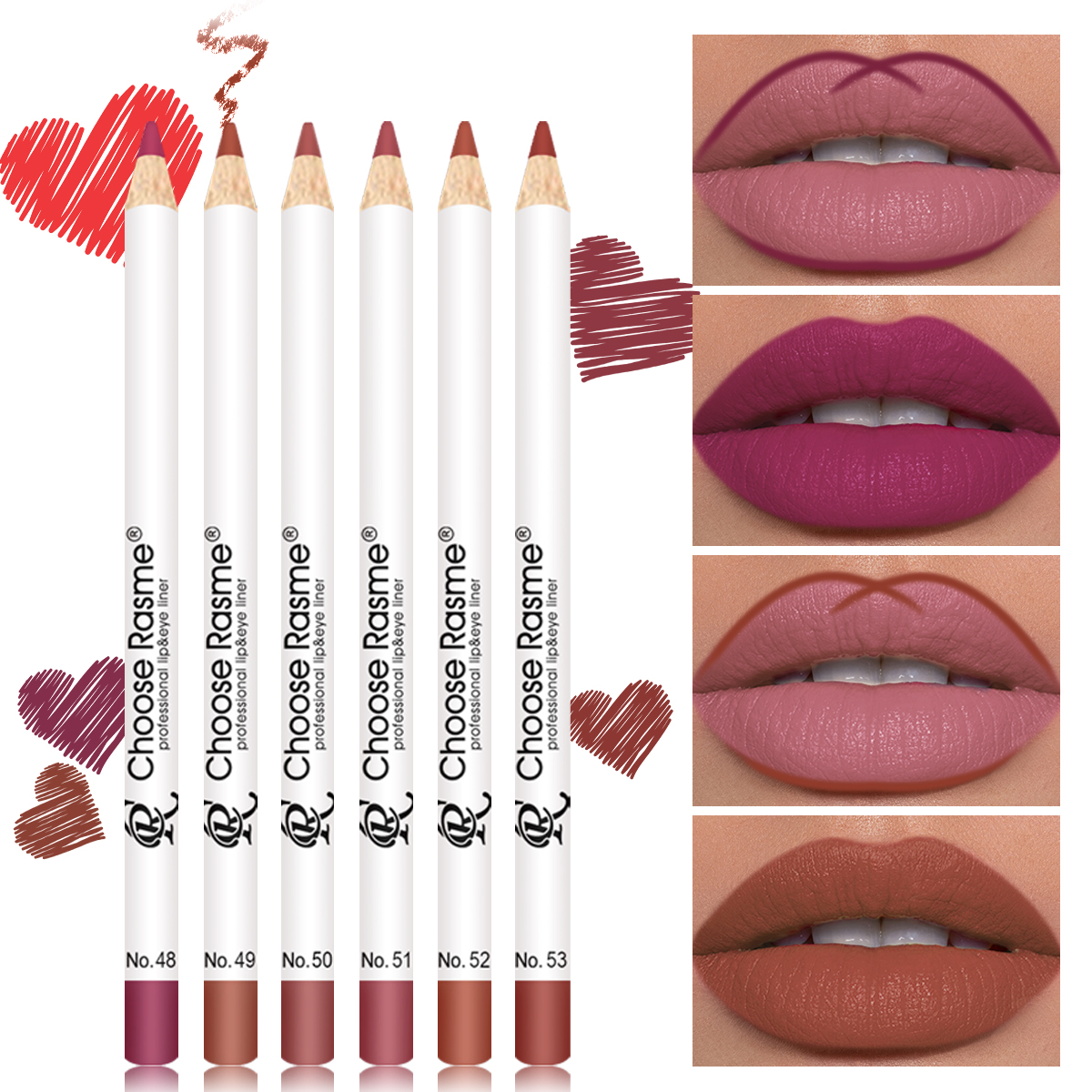 Choose Rasme 6PC Waterproof Matte Lip Liner Set Velvet Nude Shades Long Lasting Ombre Lip Pencils Makeup Beauty