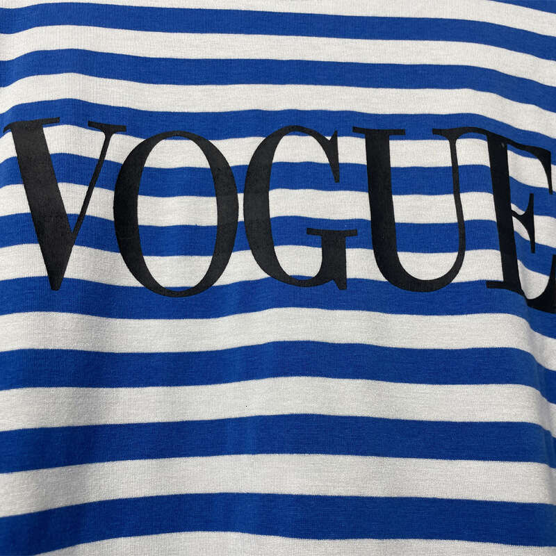 Spring Summer New Printed Striped Cotton Long Sleeve T-Shirt Women's Style Soft Loose Top Vogue B5