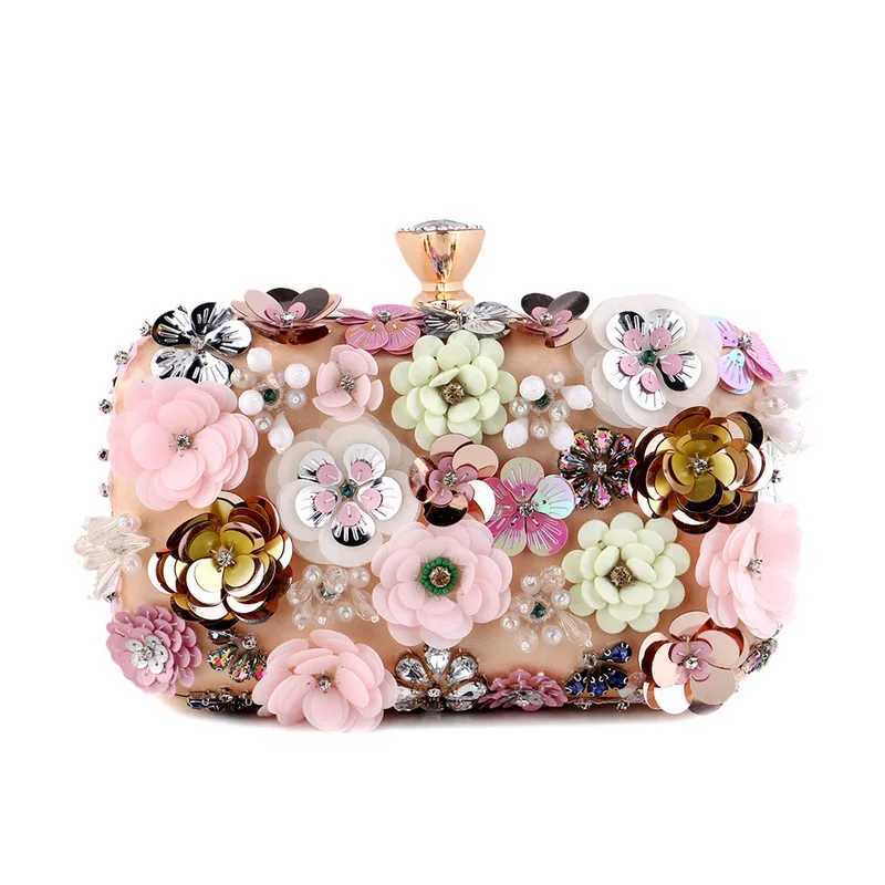 Fashion Women Bags Flower Diamonds Embroidery Small Clutch Lady Handbags Evening Bags New Arrival Chain Shoulder Purse Z250718