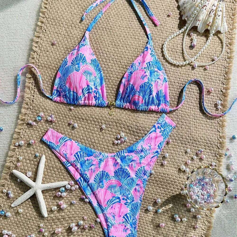 Bandage Swimsuit Sexy Swimwear High Waist Bikinis Women Floral Print Bathing Suits Summer Beachwear New Brazilian Biquini