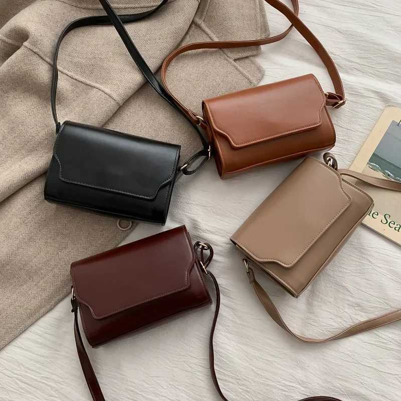 Vintage Mini Messenger Bags for Women PU Leather Shoulder Bags Ladies Simple Design Handbag Female Crossbody Small Square Purse Y250717