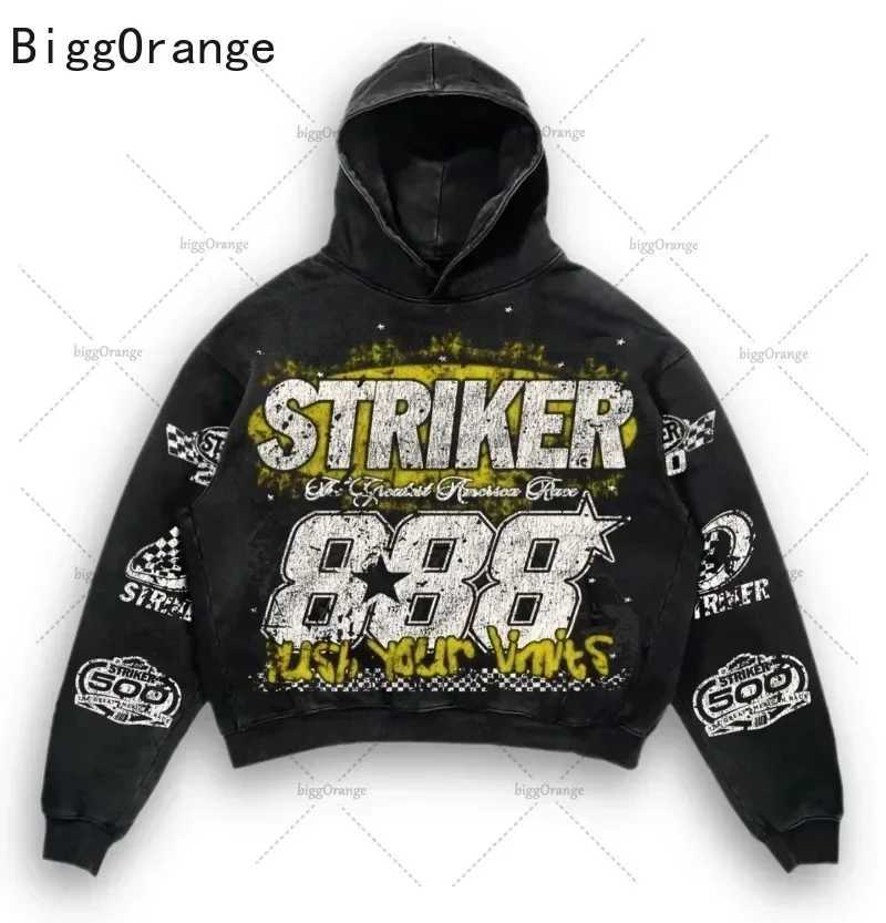 Mens Spring and Autumn Large Size Jacket American Style Hoodie Printed Pullover Sweatshirt Trendy High Street Fashion 2025 X2507181