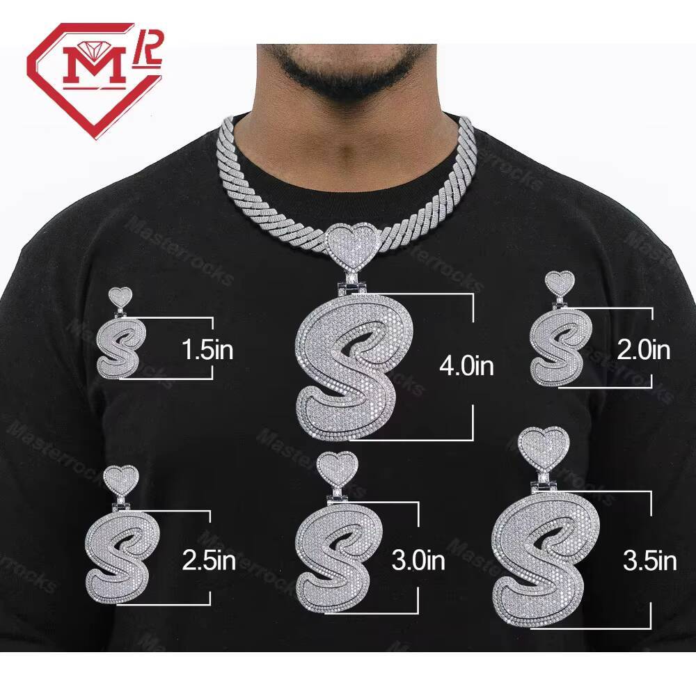 Hip Hop Moissanite Letter Pendant Initial Name Charm 925 Silver Vvs Iced Out Moissanite Pendant