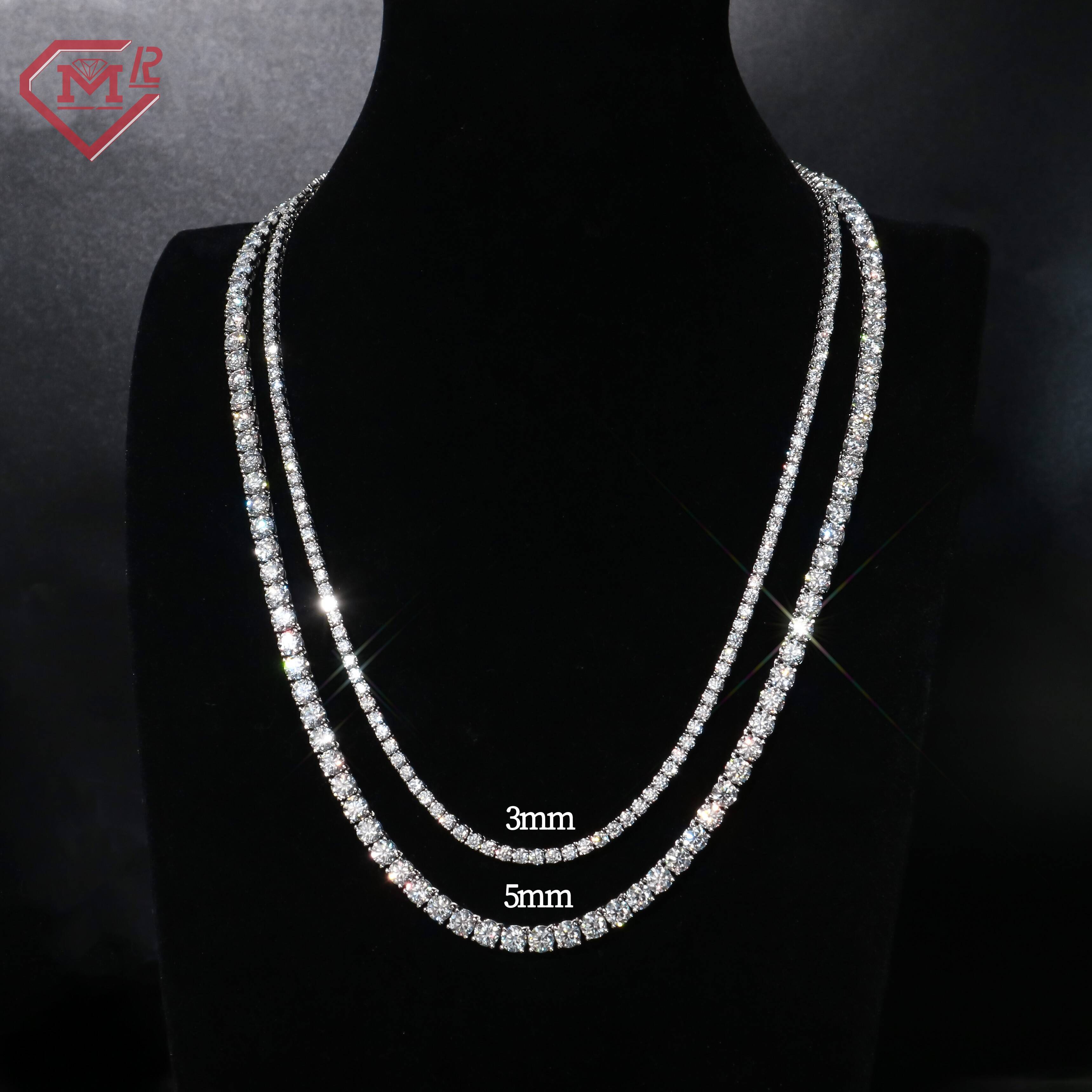 925 Sterling Silver Moissanite Tennis Necklace 5mm Womens Vvs Iced Out Diamond Moissanite Tennis Chain