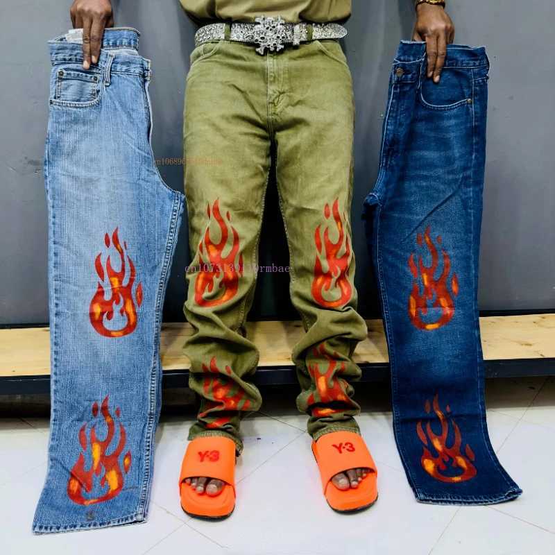 Tide Washed Jeans Men and Women American Retro Ins Net Red Design Casual Jeans Y2k Summer Loose Straight Street Couple Pants X250718