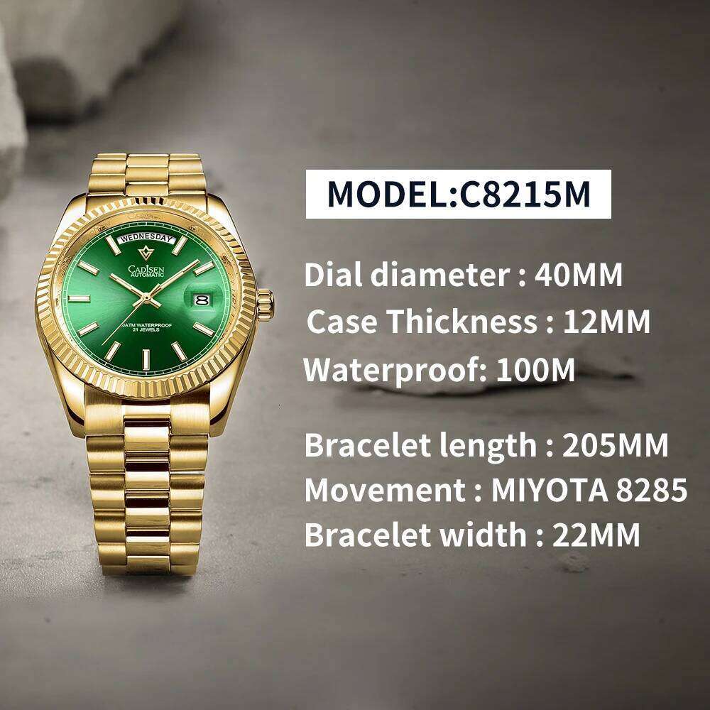 CADISEN DD40 Watches Automatic Watch AR Sapphire Glass Mechanical Wristwatch Men 10Bar MIYOTA 8285 Movt 2023 New free shipping
