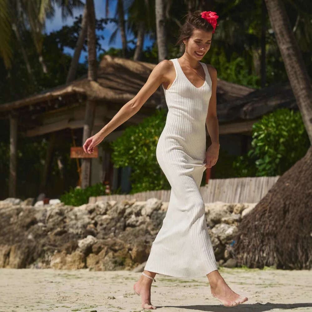 Strap Summer New Wide Shoulder Inner Long Slim Fit Knitted Dress B5