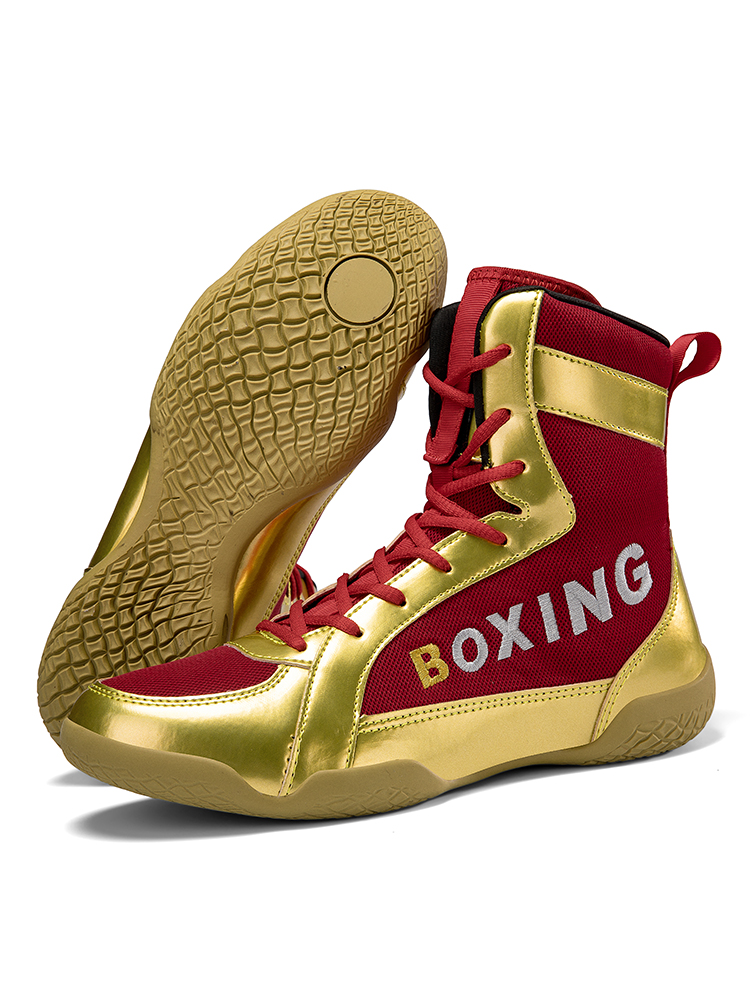 Boxing shoes, wrestling shoes, high-top fighting martial arts training shoes, long boots, fitness Sanda shoes, shock-absorbing, breathable and non-sli
