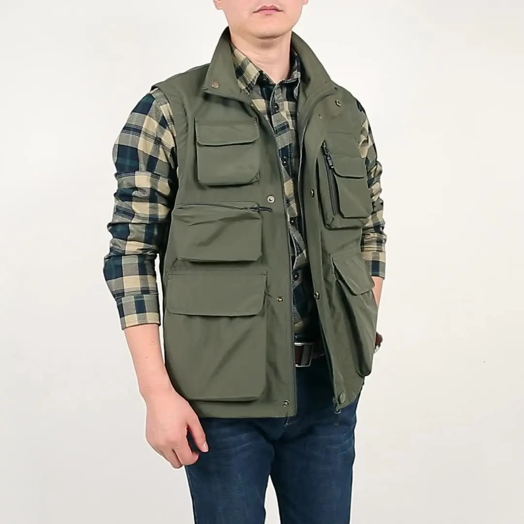 Fishing Vest Breathable Fishing Travel Mesh Vest With Zipper Pockets Summer Work Vest For Outdoor Activities Fishing Mens Vest 250717