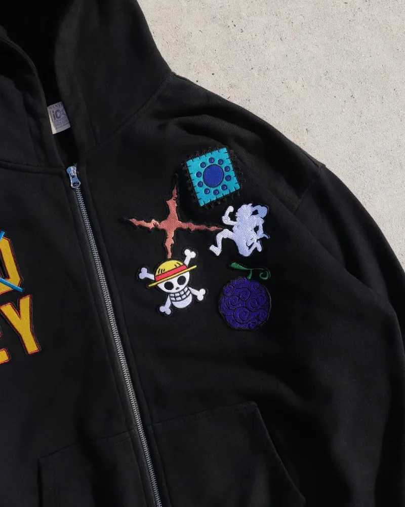 High Street Y2K cartoon pattern embroidered design hoodie punk retro versatile sweatshirt hip-hop Harajuku trendy men hoodie X250718