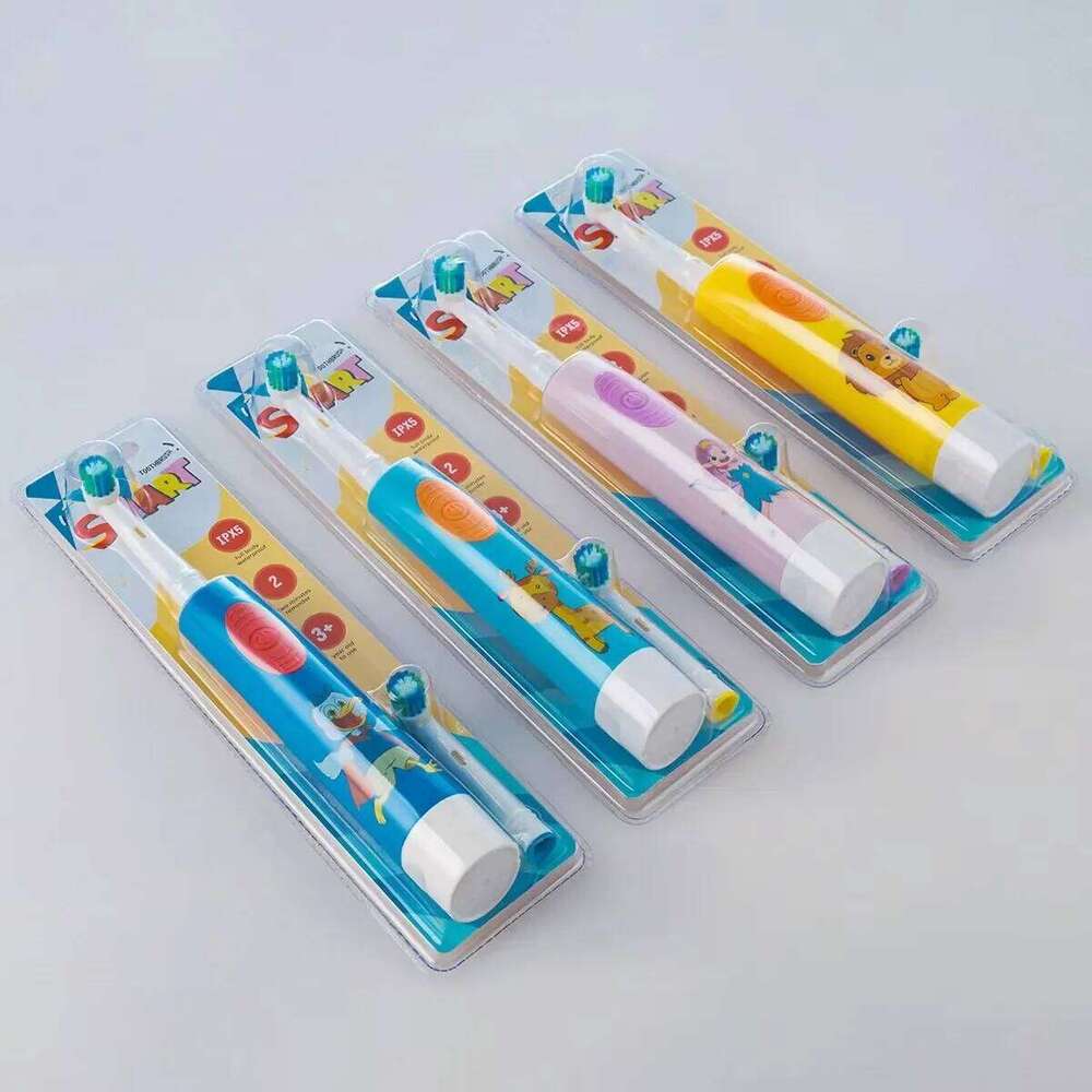 Child Electric Toothbrush Colorful Cartoon Rounded Vibrate Heads Soft Bristle Teeth Brush Gum Care Battery Power 3-15 Years Old X2507