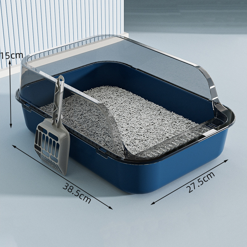 Semi enclosed cat litter box oversized splash proof thickened cat toilet pet supplies