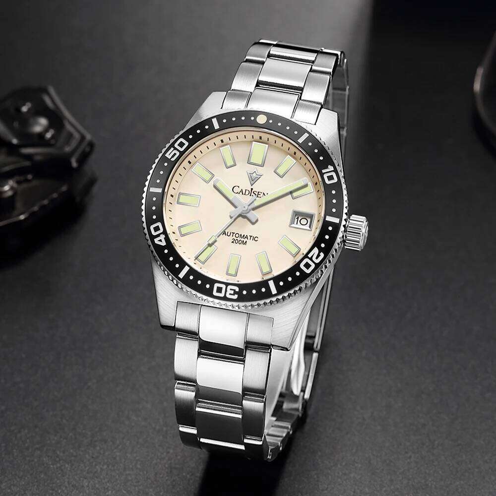 CADISEN New 38mm Diver Mens Watch Japan NH35A Automatic Mechanical Sapphire Glass Date Luminous 200M Waterproof Wrist watch Men free shipping