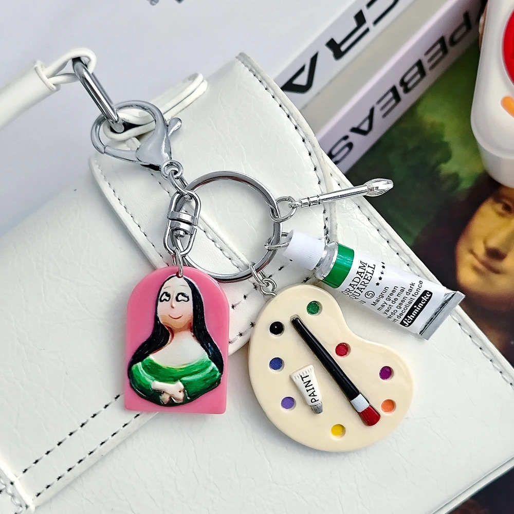 The Starry Night Van Gogh Oil Painting Keychain Painter Art Student Key Ring Unique Birthday Gift 250717