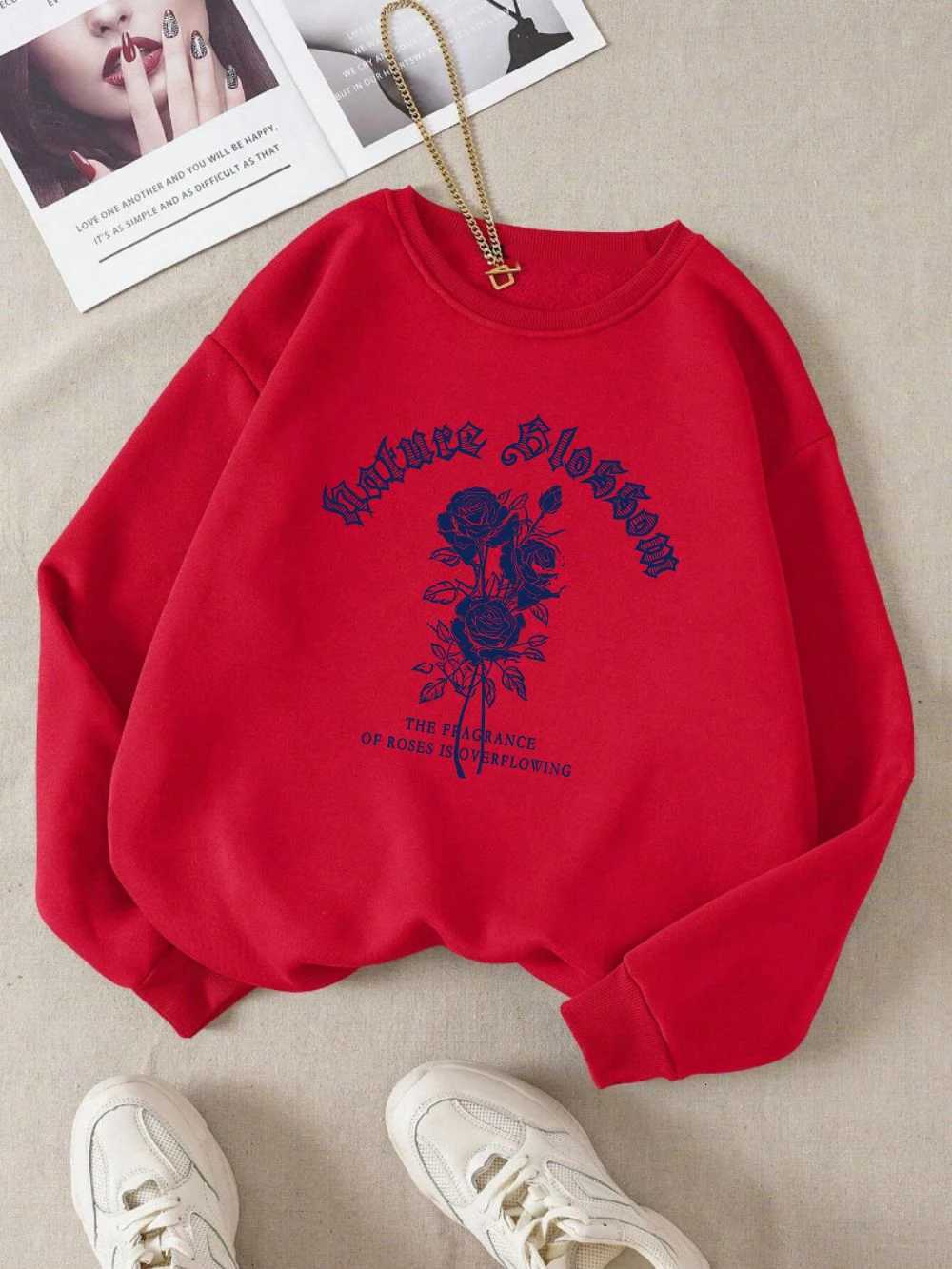 Street Womens Hoodie Vintage Letters Flowers Printing Sweatshirt Comfortable Crewneck Soft Pullover Autumn Fe Sportswear XJ250717