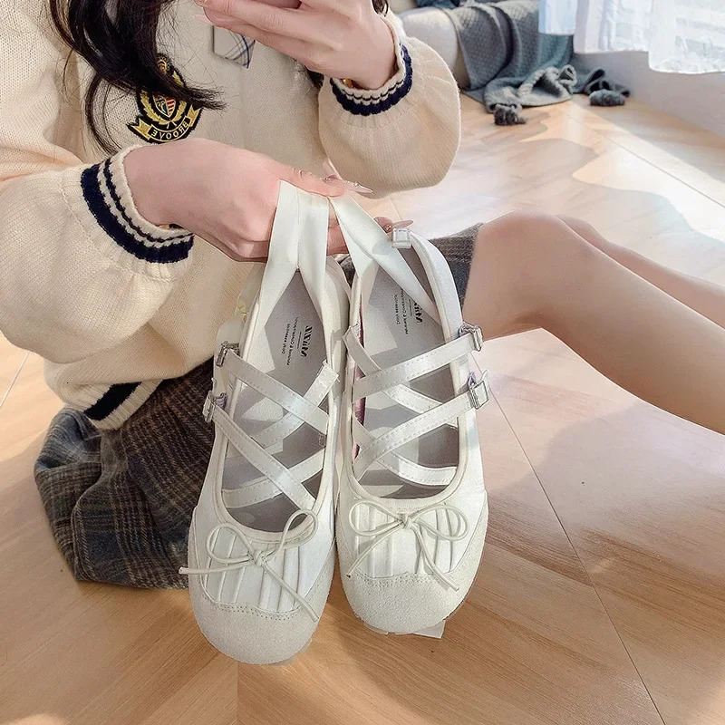 Women Ballet Flats Shoes Fashion Elegant Cross Strap Ladies Outdoor Dress Shallow Ballerina Shoes 250717