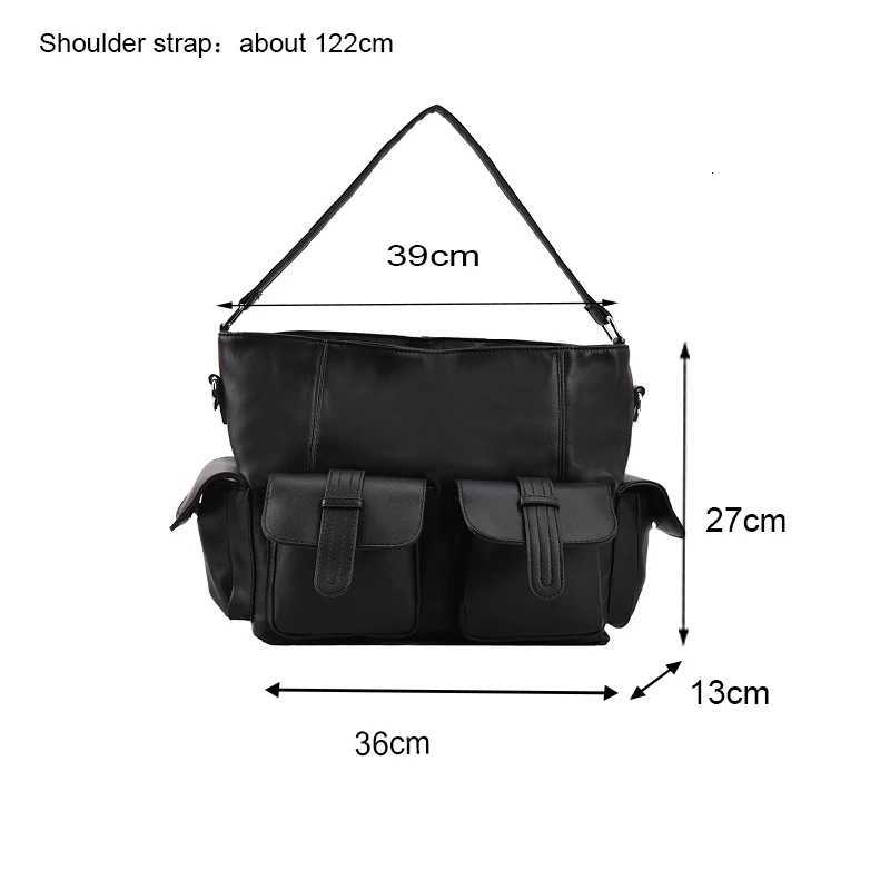 5 Stylish Tote Bags Black Hobo Handbag Large Capacity Shoulder Bags Ladies Soft PU Leather Messenger Bags Wen Shopper Bag Y250718