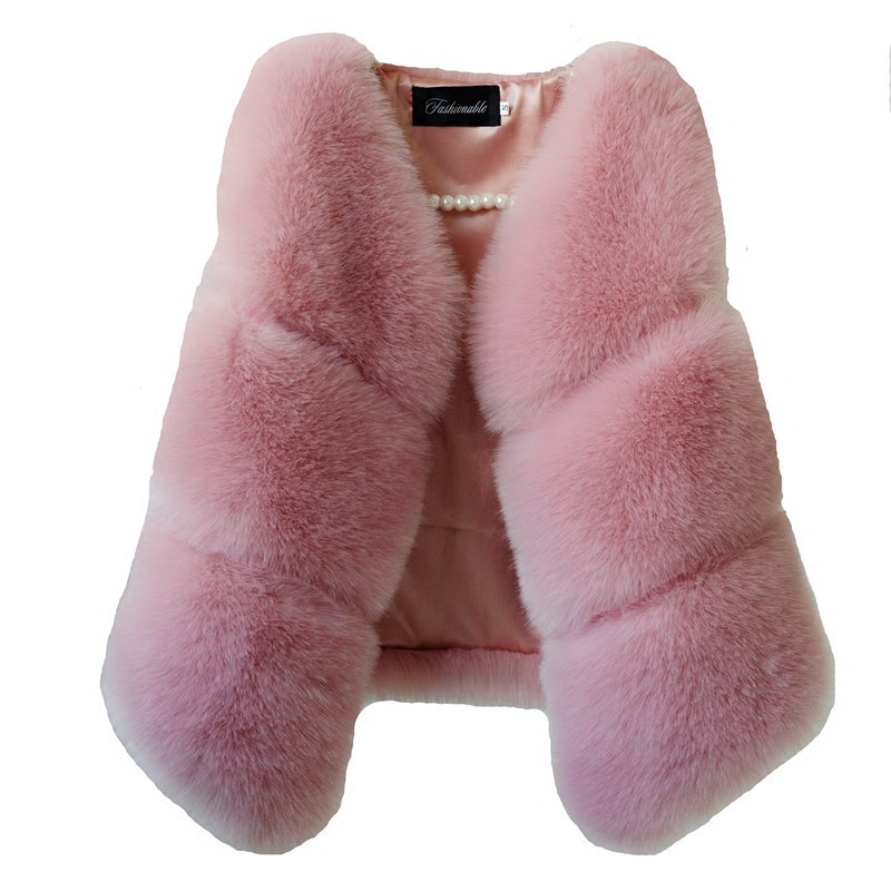 3XL Autumn Winter Thick Warm Faux Fox Fur Vest Women High Quality Fashion V-Neck Short Fur Coat Female Fur Waistcoat