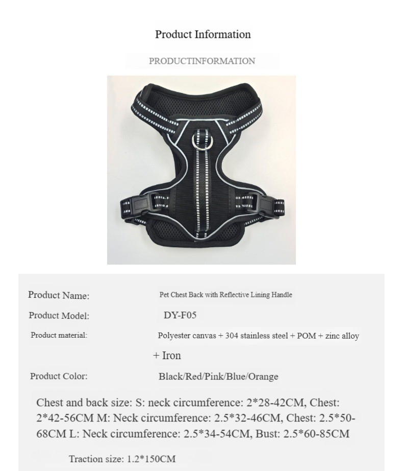 Durable Explosion Proof Chest & Back Harness with Traction Rope for Dogs - Breathable Design