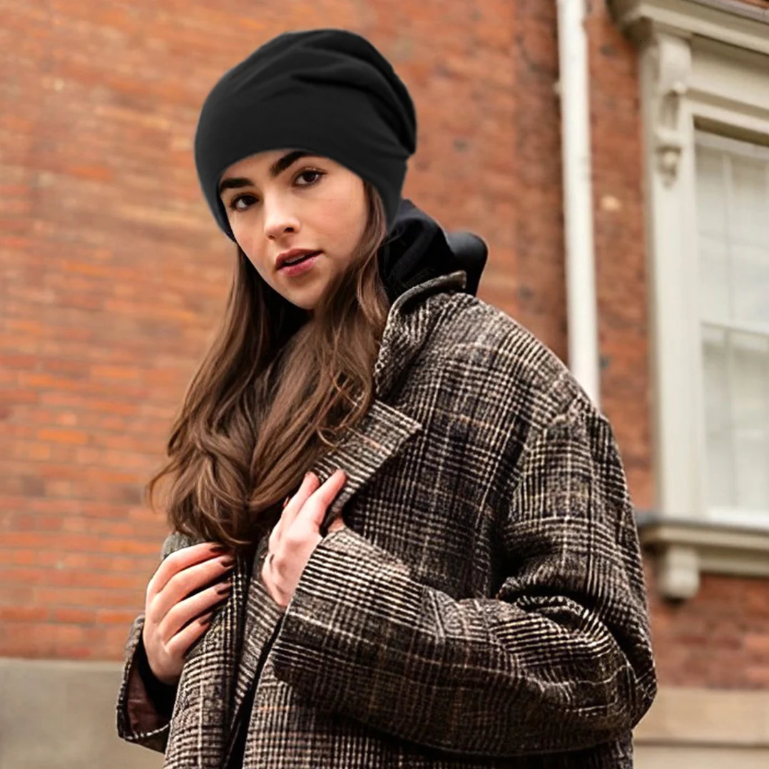 1Pack Solid Color Unisex Men Women Slouchy Beanie Hip-Hop Soft Cotton Cap Lightweight Running Beanie Adult Dwarf Hat 250717