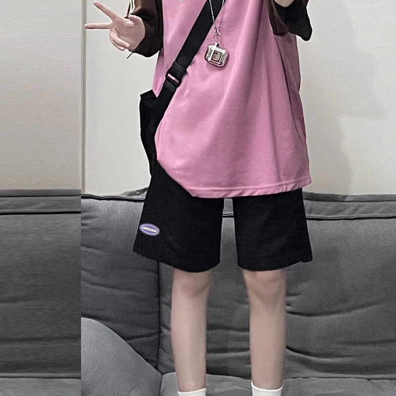 Gray Sports for Women Summer New High Waist Slimming Loose Straight BF Hong Kong Style Mid-Length Five-Point Shorts