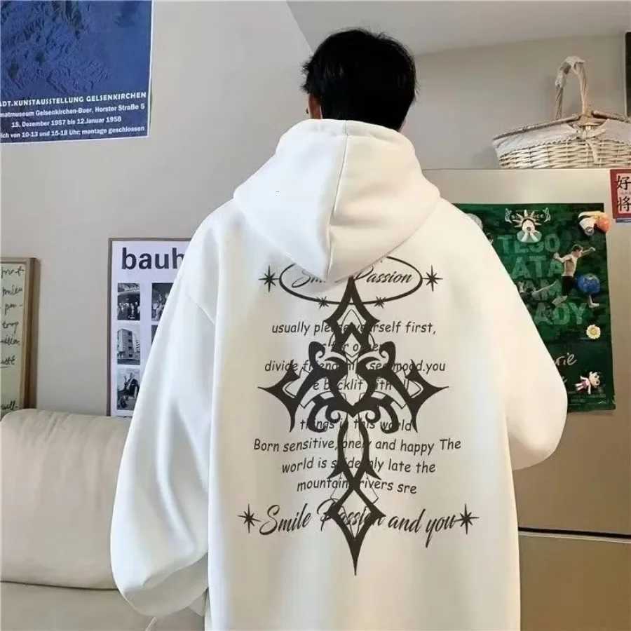 M-8XLAutumn/Winter American Retro Cross Hoodie for Mens Trendy High Street Fashion Loose Oversized Hoodie Jacket Men XJ250714