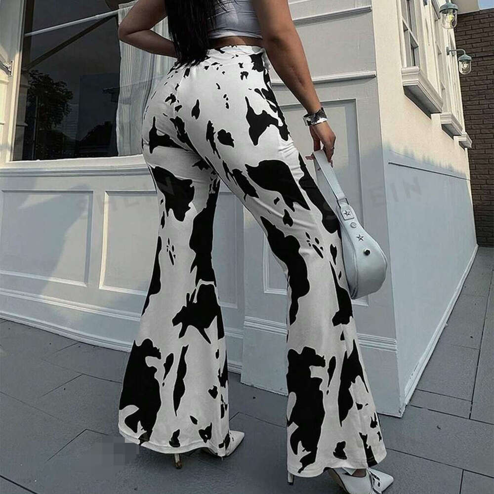 New Autumn Women's Fashion Hot-Selling Cow Print High-Waisted Casual Flared Pants For Women B5