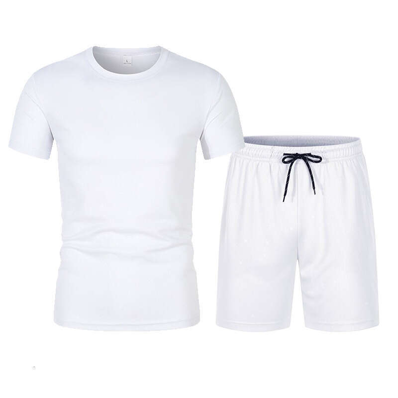 Summer Lightweight T-Shirt Mesh Sports Trendy Round Neck Short Sleeve Shorts Casual Set B5