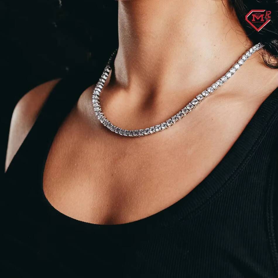 Hot Selling Tennis Chain Women Iced Out Tennis Necklace Men 925 Silver 5mm Vvs Moissanite Tennis Chain