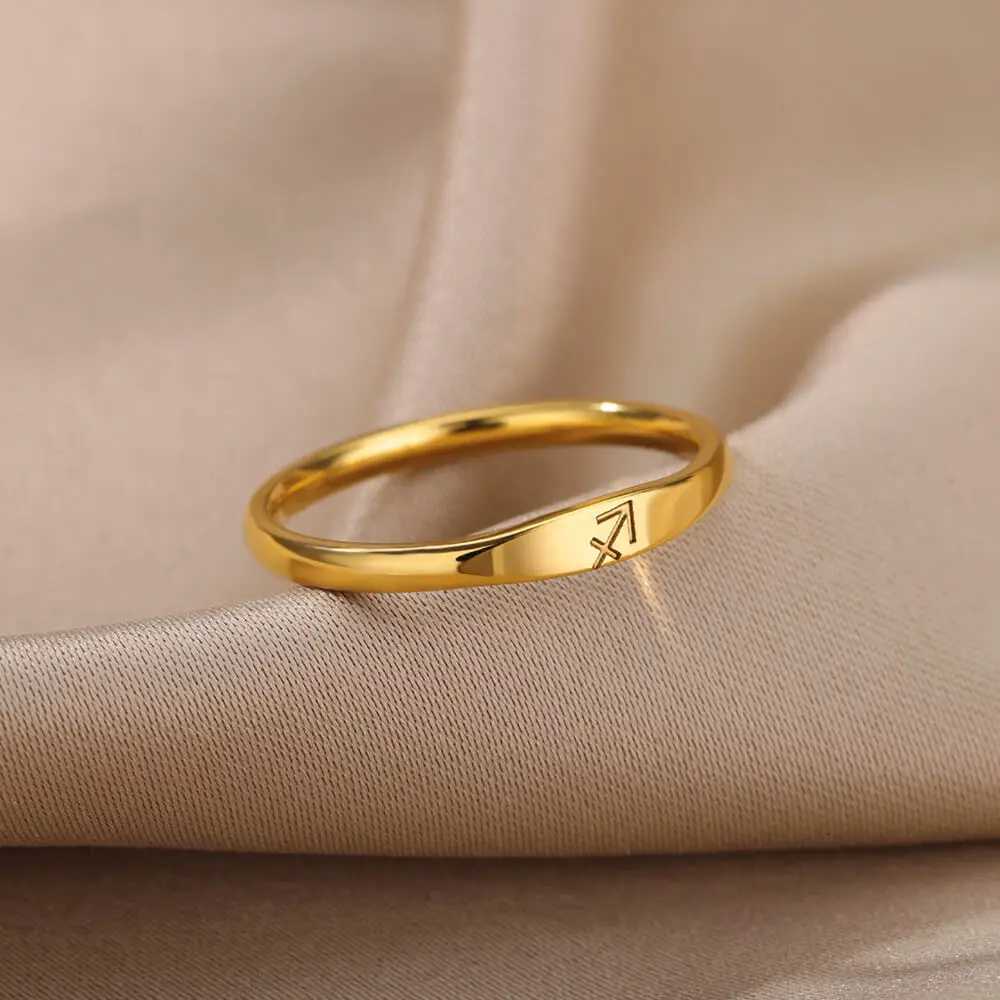 Aries Virgo Sagittarius Rings for Women Twelve Constellations Stainless Steel Ring 2025 Trend Zodiac Aesthetic Jewelry Rings X250718