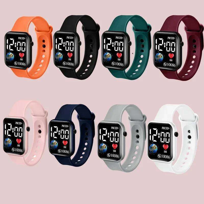 free shipping New Student Square Digital Wristwatches Couple LED Sports Fashion Children Led Electronic Watches free shipping