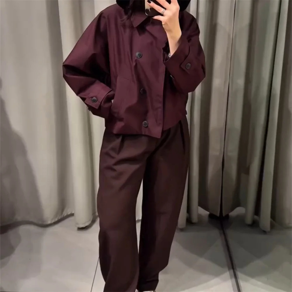 2025 womens clothing European and American style fashionable sense lapel bat style short windbreaker 250715