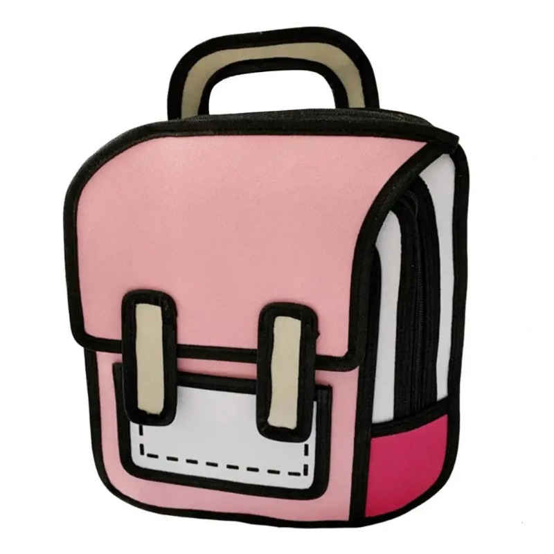 Adjustable Shoulder & Waist Strap Cartoon Graphic School Satchel - Portable Comic-themed Teens' Daypack