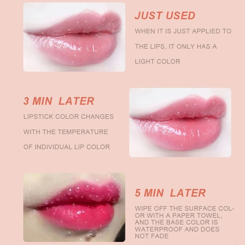 Lip-shaped Lipstick Makeup Temperature Color Changing Lazy Lipstick Velvet Matte Moisturizing Lip Gloss Waterproof Non-stick Cup 250716