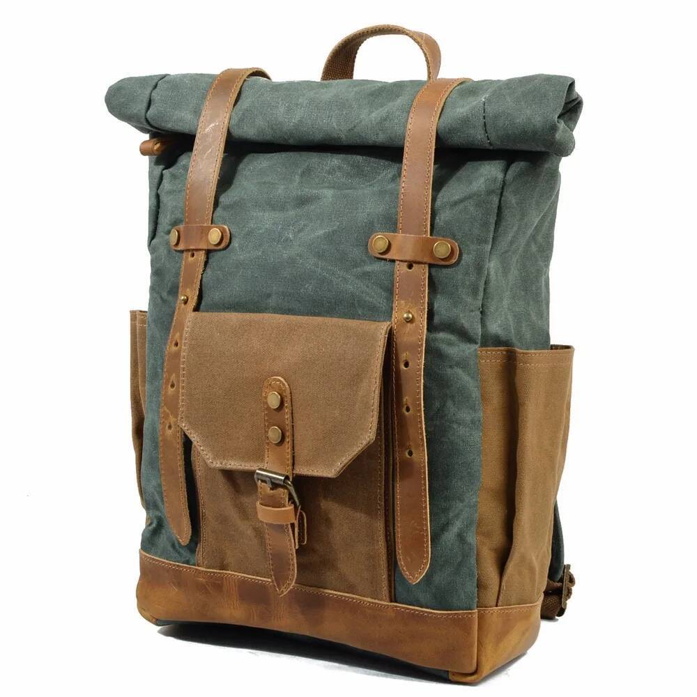 new waxed Canvas for Men school Bag laptop vintage Backpack Women Rucksack Male Knapsack Bagpack mochila feminina 2020 high-quality