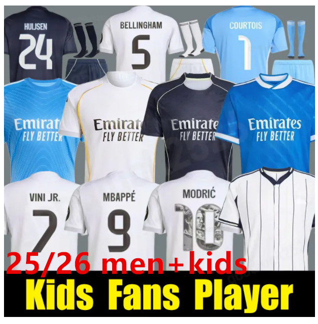 2025 2026 Reals Madrides soccer jersey Madrids football shirt 25 26 Mbappe BELLINGHAM VINI JR CAMAVINGA MODRIC RODRYGO Arda GuLer camiseta men kids kit uniforms